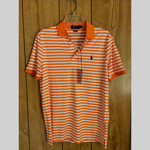 New Polo Ralph Lauren orange white striped shirt size SP classic fit